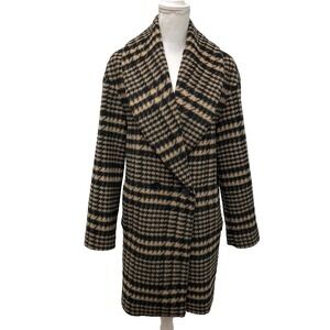 Avec Les Filles Wool Overcoat Womens Small Houndstooth Plaid Preppy Academia